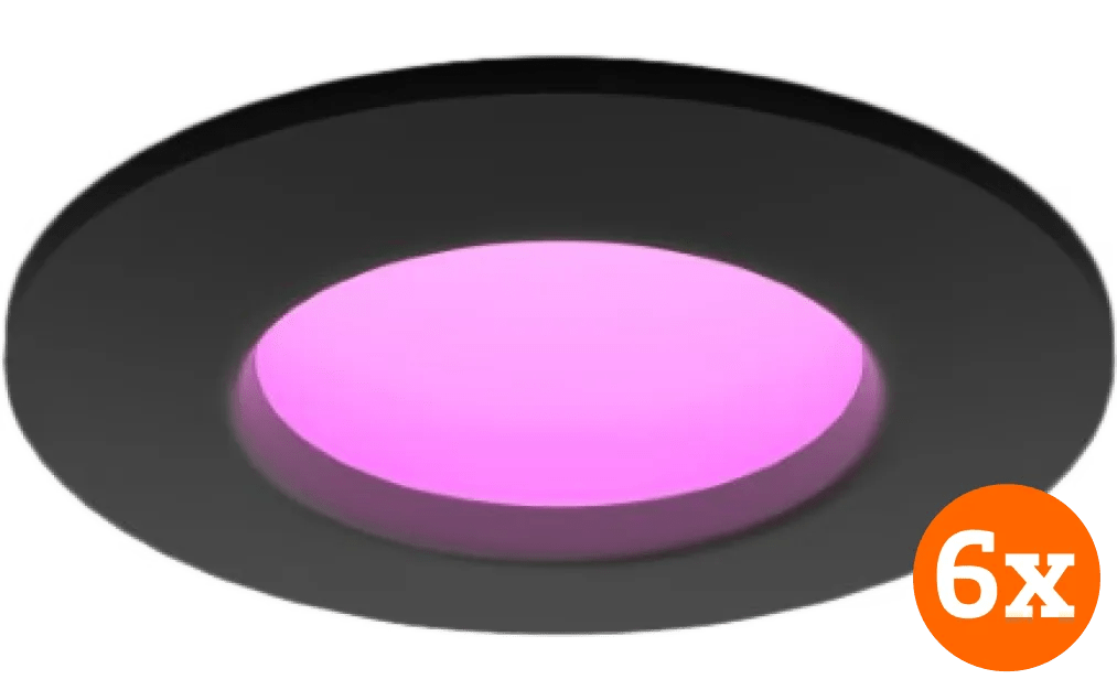 Philips hue inbouwspot slim 6-pack - white and color - 90mm - zwart 1 Philips hue inbouwspot slim 6-pack - white and color - 90mm - zwart