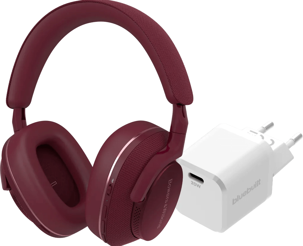 Bowers & wilkins px7 s2e rood + bluebuilt power delivery oplader met usb c poort 20w wit 1 Bowers & wilkins px7 s2e rood + bluebuilt power delivery oplader met usb c poort 20w wit