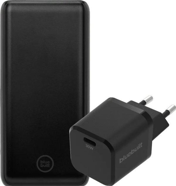 BlueBuilt Powerbank met Snelladen 20.000 mAh + Oplader 30W Zwart
