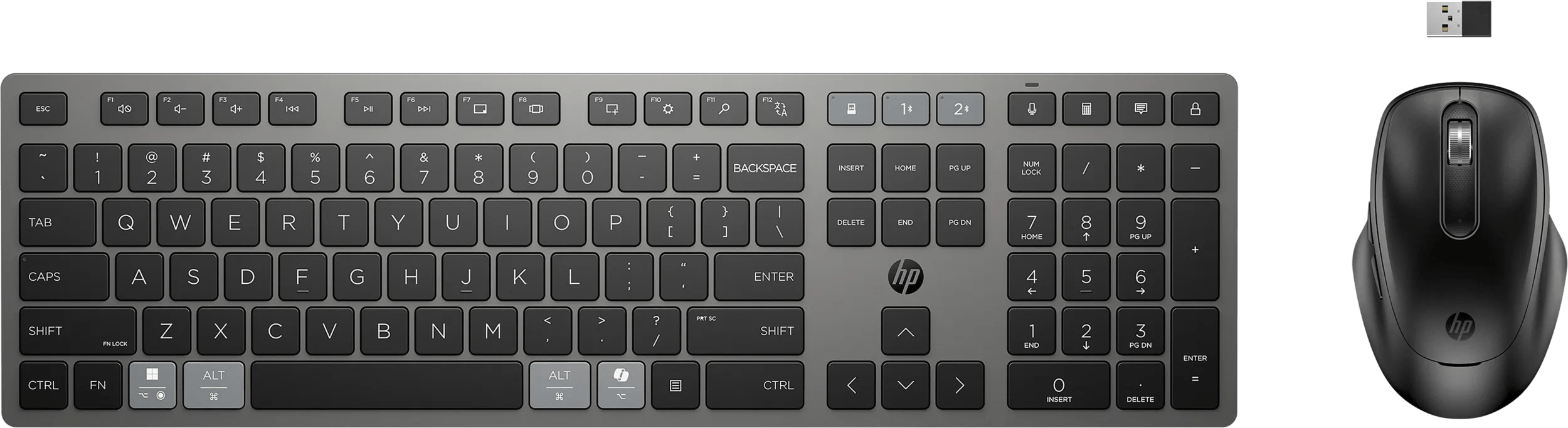 Hp 720 dual-mode draadloos toetsenbord en muis qwerty 1 Hp 720 dual-mode draadloos toetsenbord en muis qwerty