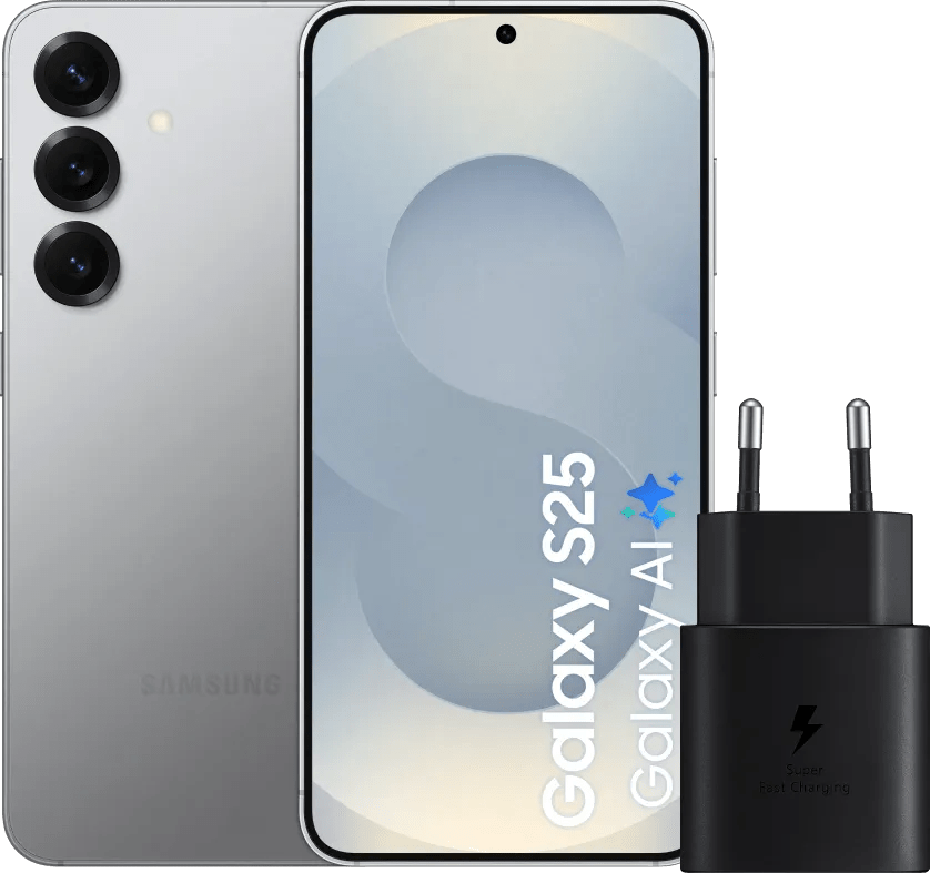 Samsung galaxy s25 128gb zilver 5g + samsung oplader 25 watt zwart 1 Samsung galaxy s25 128gb zilver 5g + samsung oplader 25 watt zwart