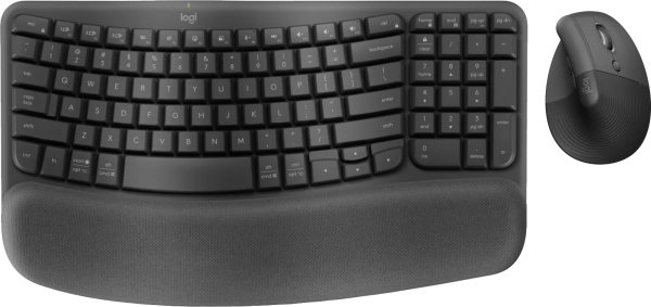 Logitech Wave Keys Draadloos Ergonomisch Toetsenbord + Logitech Lift Ergonomische Muis