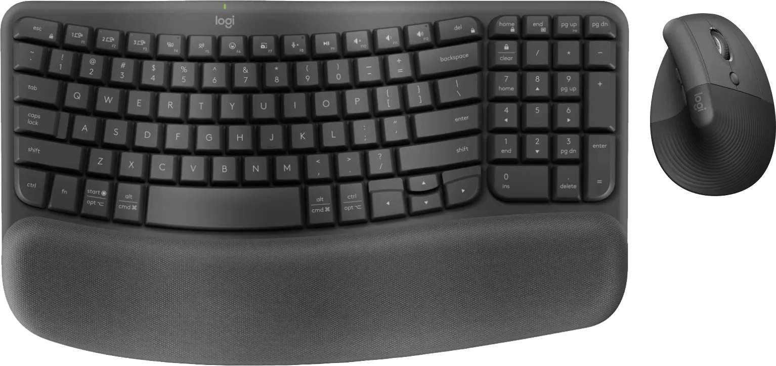 Logitech wave keys draadloos ergonomisch toetsenbord + logitech lift ergonomische muis 1 Logitech wave keys draadloos ergonomisch toetsenbord + logitech lift ergonomische muis
