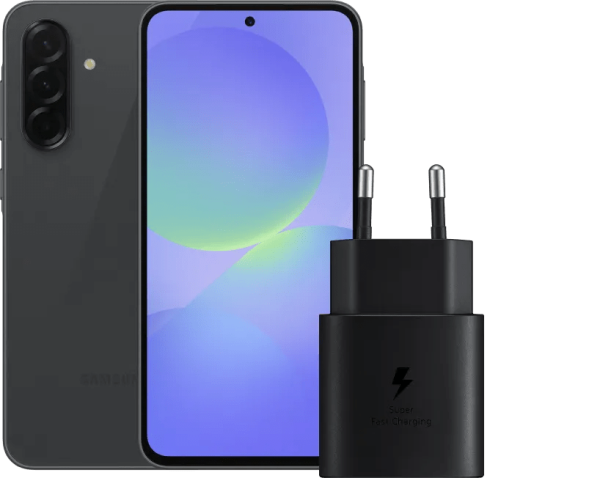 Samsung Galaxy A36 256GB Zwart 5G + Samsung Oplader 25 Watt Zwart