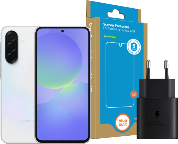 Samsung Galaxy A36 128GB Wit 5G + Basis Accessoirepakket
