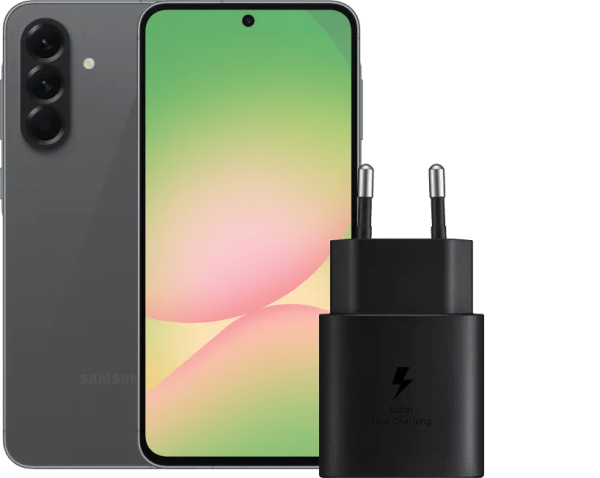 Samsung Galaxy A56 256GB Zwart 5G + Samsung Oplader 25 Watt Zwart