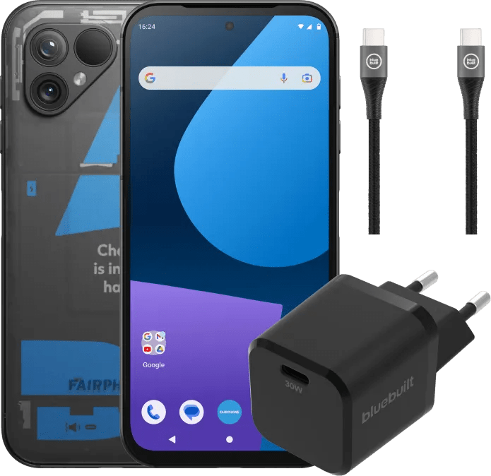 Fairphone 5 256gb transparant 5g + oplaadpakket 1 Fairphone 5 256gb transparant 5g + oplaadpakket