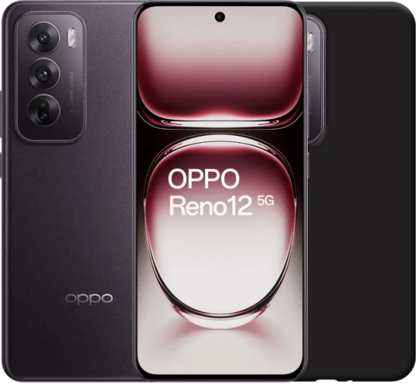 OPPO Reno12 256GB Zwart 5G + Just in Case Back Cover Zwart