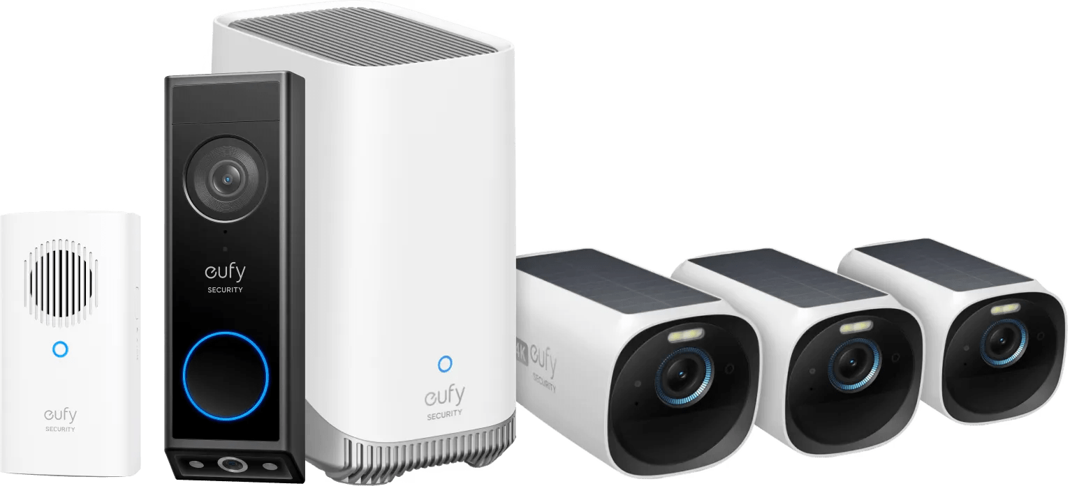 Eufycam 3 3-pack + video doorbell e340 + chime 1 Eufycam 3 3-pack + video doorbell e340 + chime