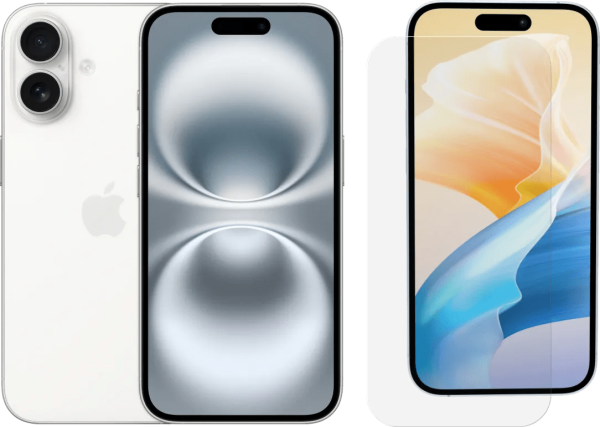 Apple iPhone 16 128GB Wit + BlueBuilt Screenprotector Glas