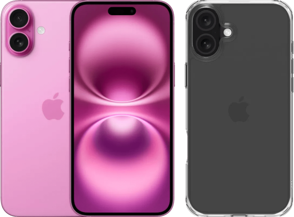 Apple iPhone 16 Plus 128GB Roze + BlueBuilt Protective Back Cover Transparant