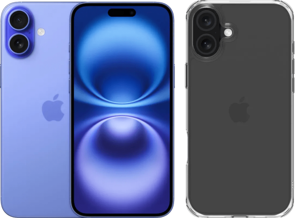 Apple iPhone 16 Plus 128GB Blauw + BlueBuilt Protective Back Cover Transparant