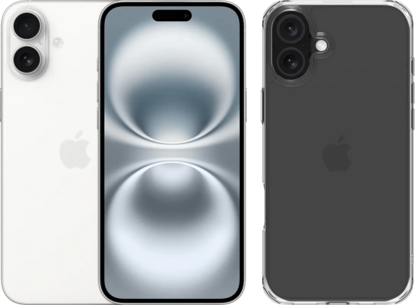 Apple iPhone 16 Plus 128GB Wit + BlueBuilt Protective Back Cover Transparant