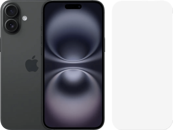 Apple iPhone 16 Plus 128GB Zwart + BlueBuilt Screenprotector Glas
