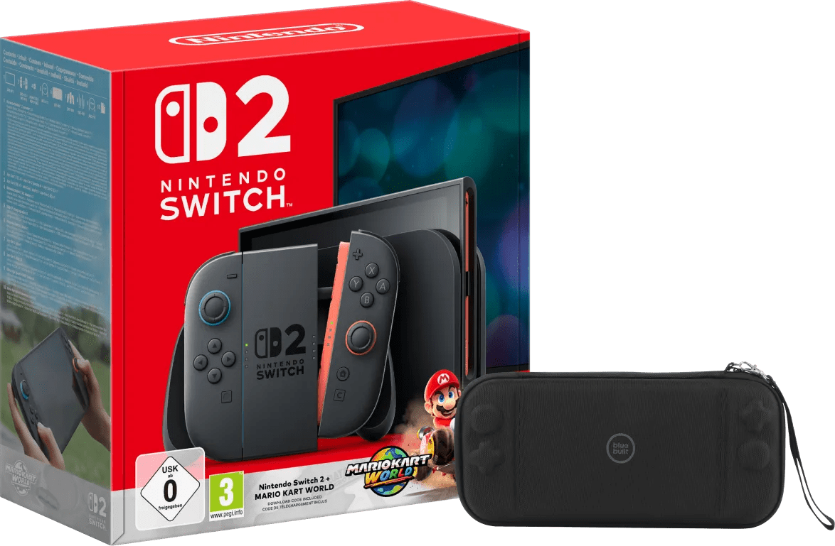 Nintendo switch 2 + mario kart world + bluebuilt beschermhoes 1 Nintendo switch 2 + mario kart world + bluebuilt beschermhoes
