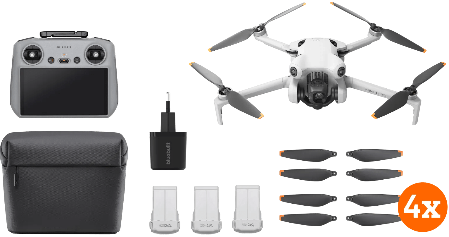 Dji mini 4 pro fly more combo + bluebuilt oplader 1 Dji mini 4 pro fly more combo + bluebuilt oplader