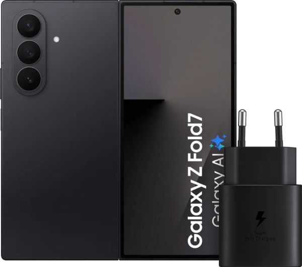Samsung Galaxy Z Fold 7 256GB Zwart 5G + Samsung Oplader 25 Watt Zwart