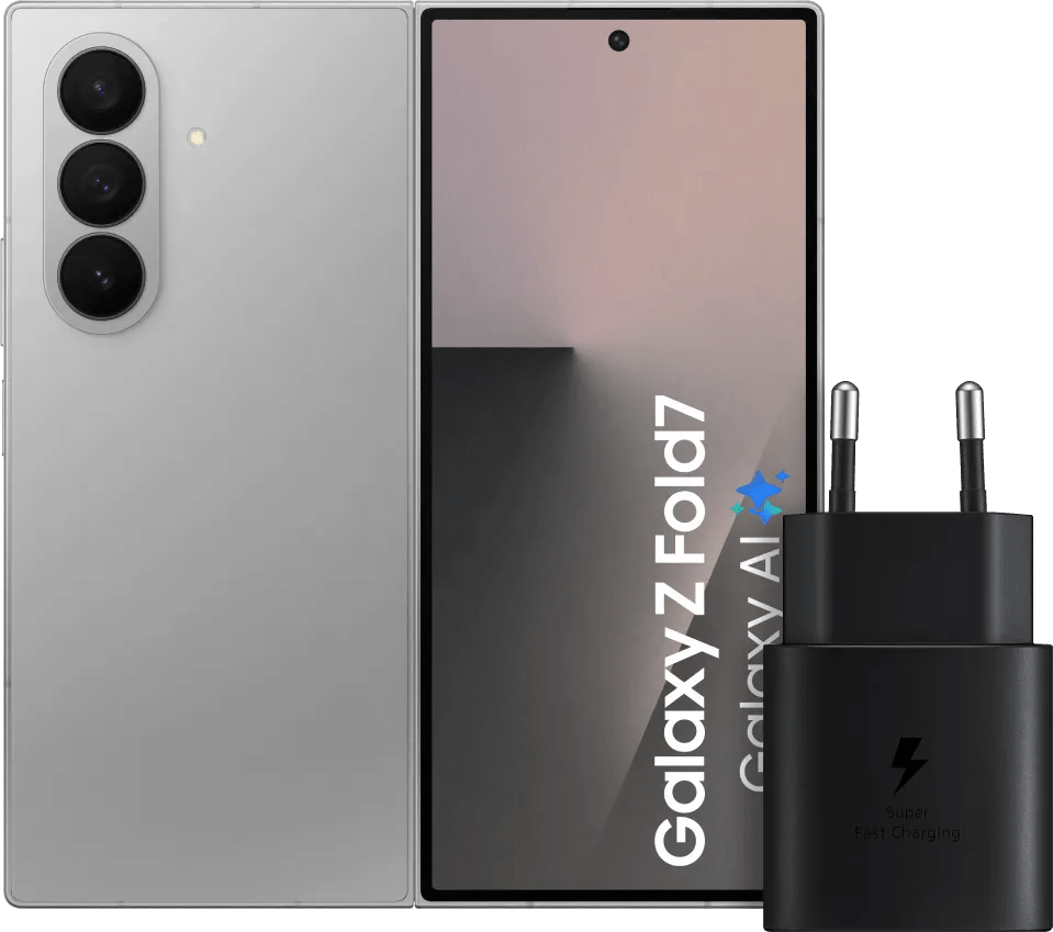 Samsung galaxy z fold 7 512gb zilver 5g + samsung oplader 25 watt zwart 1 Samsung galaxy z fold 7 512gb zilver 5g + samsung oplader 25 watt zwart
