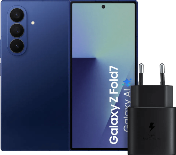 Samsung Galaxy Z Fold 7 512GB Blauw 5G + Samsung Oplader 25 Watt Zwart