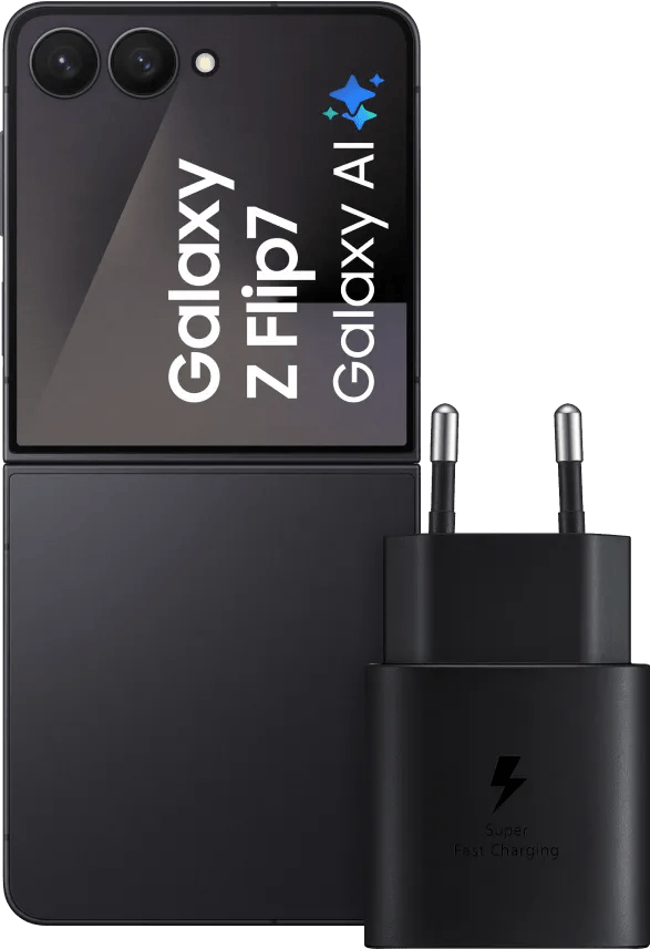 Samsung galaxy z flip 7 256gb zwart 5g + samsung oplader 25 watt zwart 1 Samsung galaxy z flip 7 256gb zwart 5g + samsung oplader 25 watt zwart
