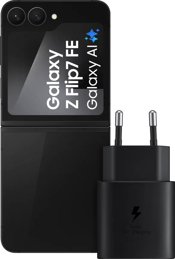 Samsung galaxy z flip 7 fe 256gb zwart 5g + samsung oplader 25 watt zwart 1 Samsung galaxy z flip 7 fe 256gb zwart 5g + samsung oplader 25 watt zwart