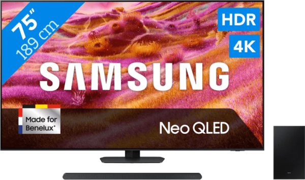 Samsung 75" Neo QLED QN90F 4K (2025) + Samsung HW-S700D Zwart (2024)