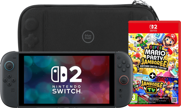 Nintendo Switch 2 + Super Mario Party Jamboree + BlueBuilt Beschermhoes