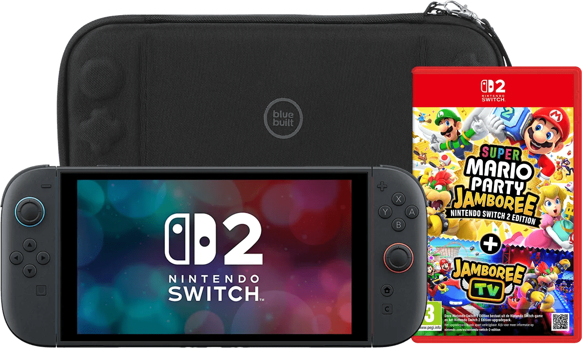 Nintendo switch 2 + super mario party jamboree + bluebuilt beschermhoes 1 Nintendo switch 2 + super mario party jamboree + bluebuilt beschermhoes