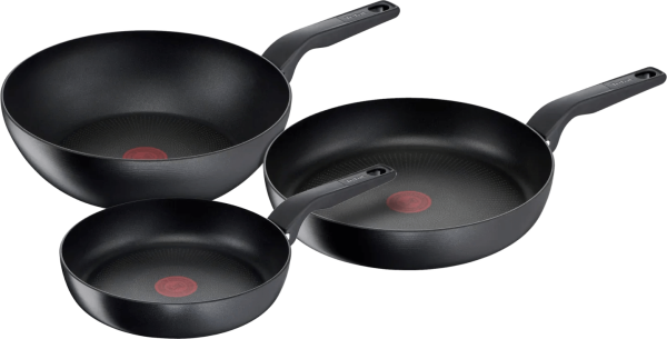 Tefal Hard Titanium Pro Koekenpannenset 24 + 28 cm + Wokpan