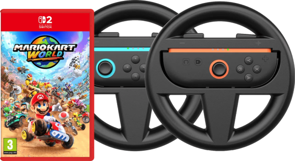 Mario Kart World + BlueBuilt Stuurtjes voor Nintendo Switch 2