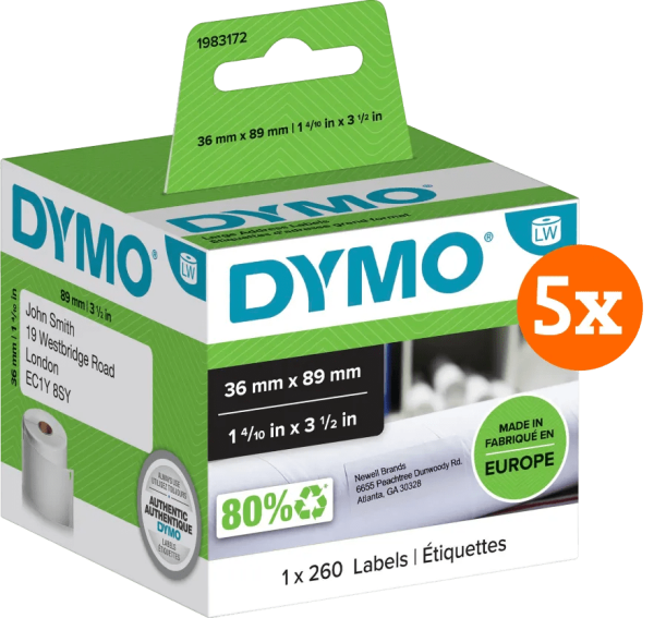 DYMO LabelWriter Adres Etiket 36x89mm 5-pack
