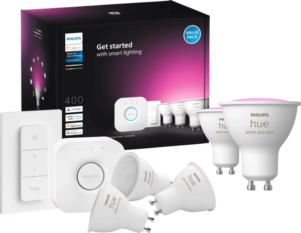Philips Hue White and Color GU10 Starter Pack - 5 lampen + Bridge + Dimmer