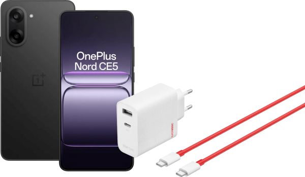 OnePlus Nord CE 5 256GB Zwart 5G + OnePlus SuperVOOC Oplader 80W 2 Poorten + Usb C kabel