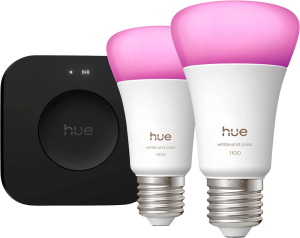 Philips hue white and color starter pack e27 1100lm 2-pack + bridge pro 2 968646