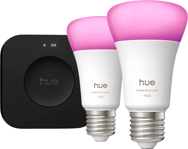 Philips Hue White and Color Starter Pack E27 1100lm 2-pack + Bridge Pro