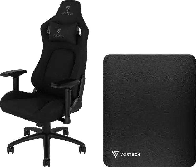 Vortech pro gamestoel zwart + vloermat 1 Vortech pro gamestoel zwart + vloermat