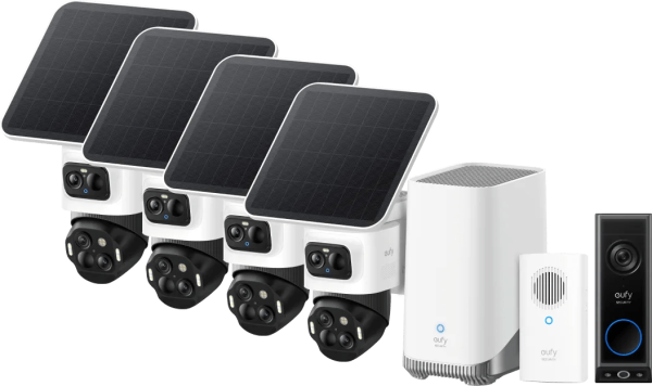 EufyCam S4 4-Pack + HomeBase 3 + Video Doorbell E340 + Chime