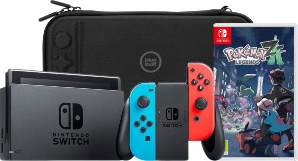 Nintendo Switch Rood/Blauw + Pokémon Legends: Z-A + BlueBuilt Beschermhoes