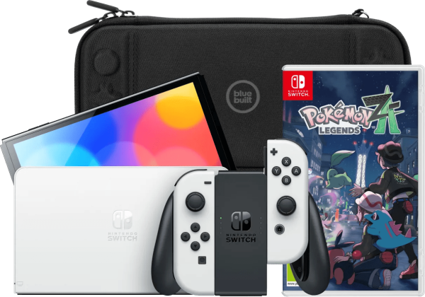 Nintendo Switch OLED Wit + Pokémon Legends: Z-A + BlueBuilt Beschermhoes