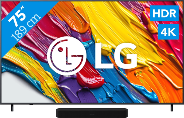 LG 75" QNED82 4K (2025) + Sonos Beam Gen2 Zwart