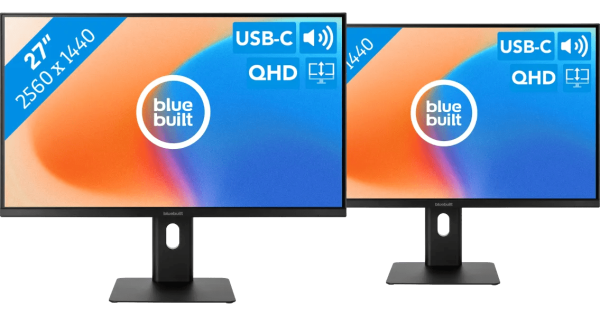 BlueBuilt 27 inch Quad HD Monitor met USB C Duo pack