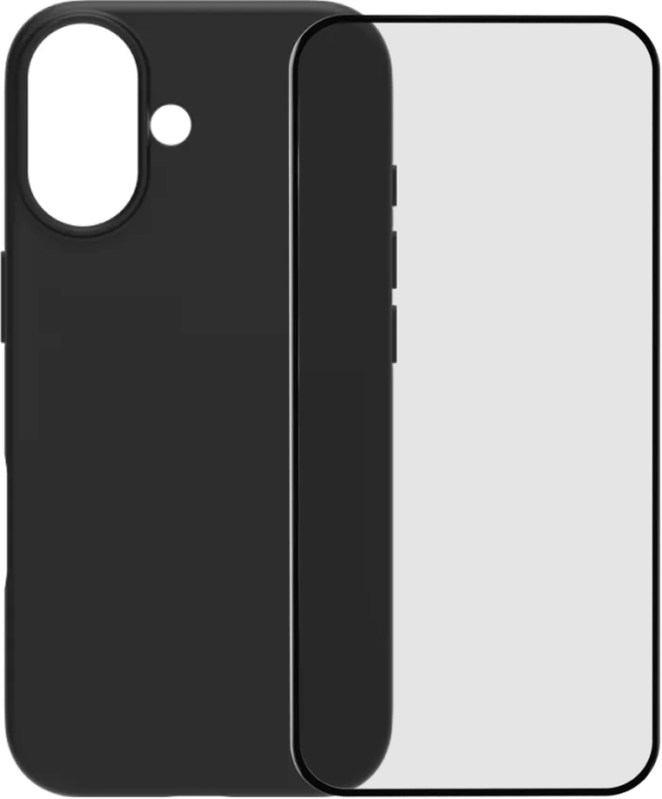 BlueBuilt Back Cover iPhone 17 Zwart + BlueBuilt iPhone 17 Screenprotector Glas