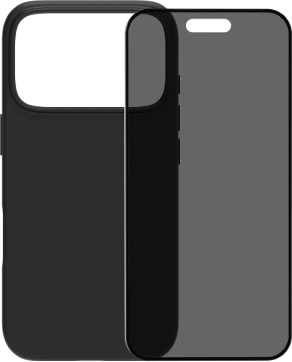 BlueBuilt Back Cover iPhone 17 Pro Zwart + BlueBuilt iPhone 17 Pro Privacy Screenprotector Glas