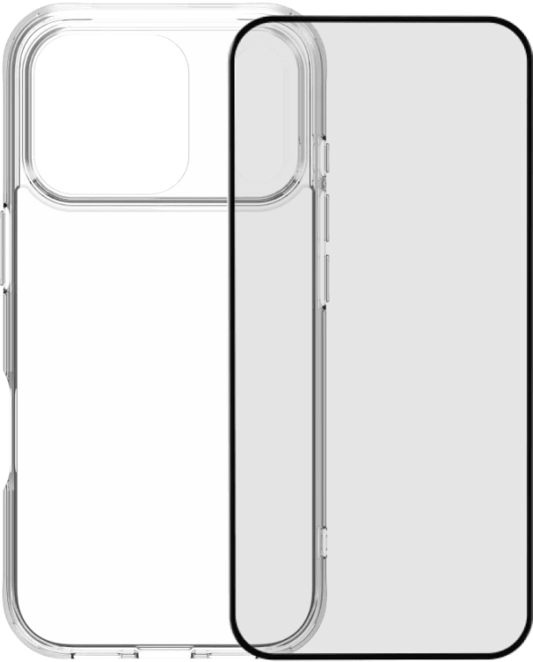 BlueBuilt Protective Back Cover iPhone 17 Pro Transparant + BlueBuilt iPhone 17 Pro Screenprotector Glas