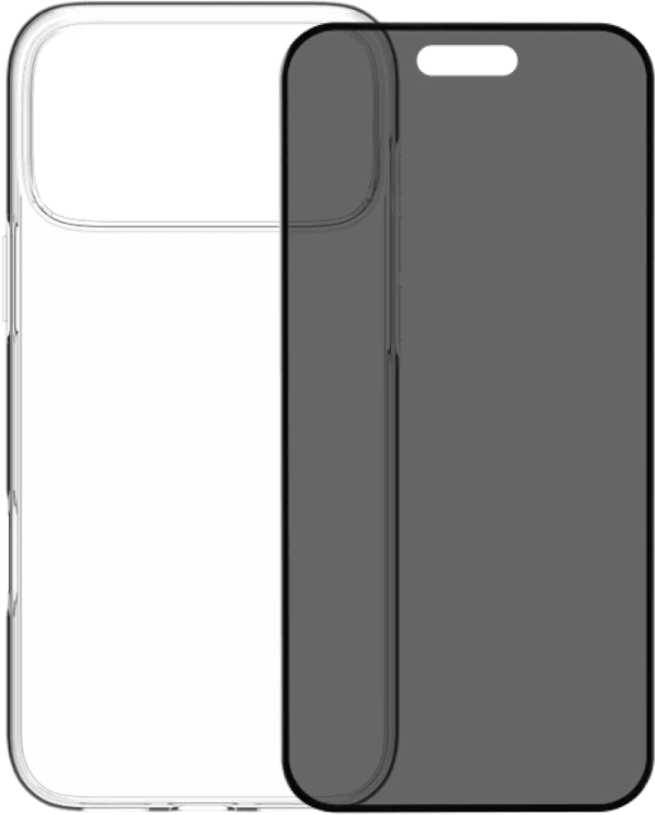 BlueBuilt Back Cover iPhone 17 Pro Max Transparant + BlueBuilt iPhone 17 Pro Max Privacy Screenprotector Glas