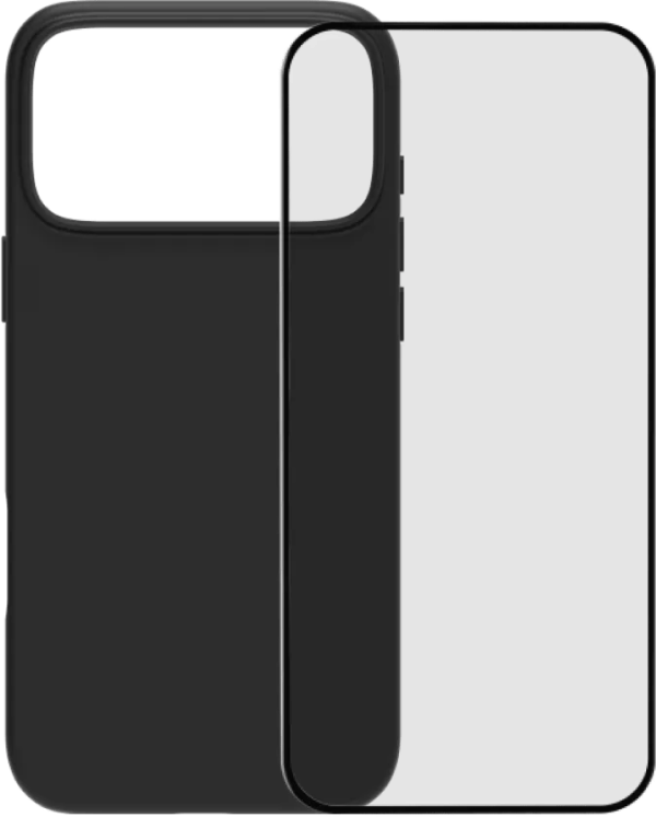 BlueBuilt Back Cover iPhone 17 Pro Max Zwart + BlueBuilt iPhone 17 Pro Max Screenprotector Glas