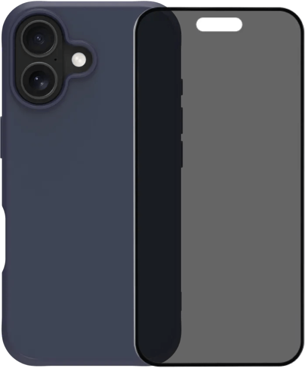 BlueBuilt Protective Back Cover met MagSafe iPhone 17 Blauw + iPhone 17 Privacy Screenprotector Glas