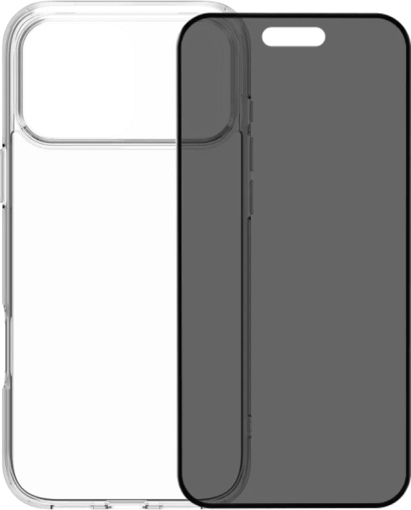 BlueBuilt Protective Back Cover iPhone 17 Pro Max Transparant + BlueBuilt iPhone 17 Pro Max Privacy Screenprotector Glas