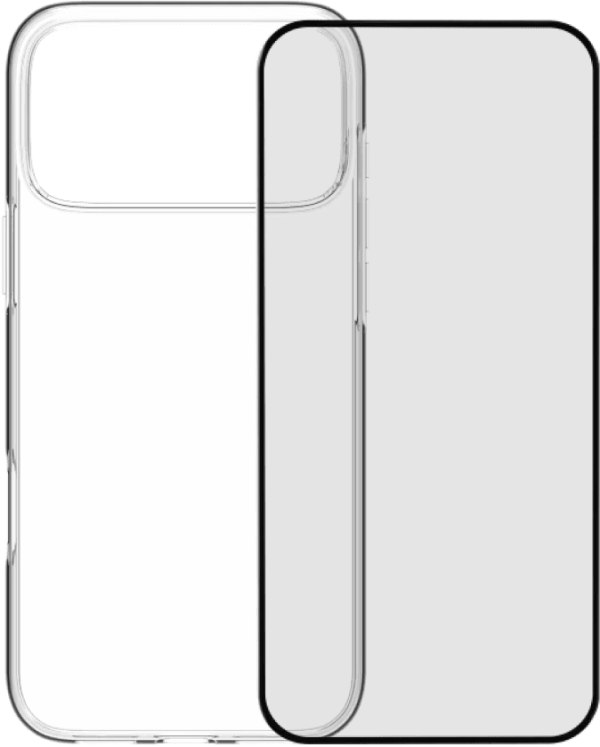 BlueBuilt Back Cover iPhone 17 Pro Max Transparant + BlueBuilt iPhone 17 Pro Max Screenprotector Glas