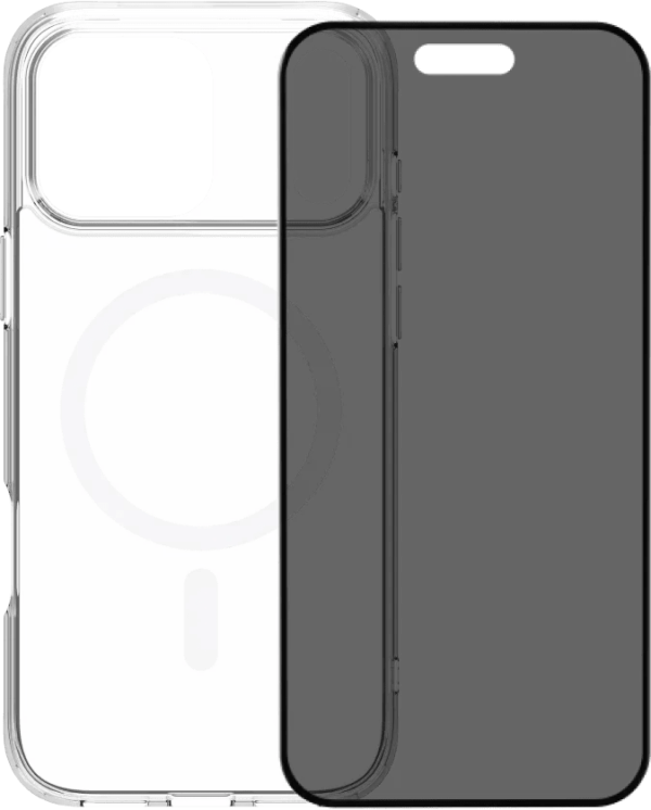 BlueBuilt Protective Back Cover met MagSafe iPhone 17 Pro Max Transparant + BlueBuilt iPhone 17 Pro Max Privacy Screenprotector Glas